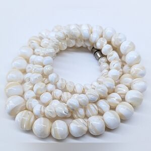 32" Vintage Balamuti Mother of Pearl MOP Graduated 5-12mm Bead Necklace 79.5g